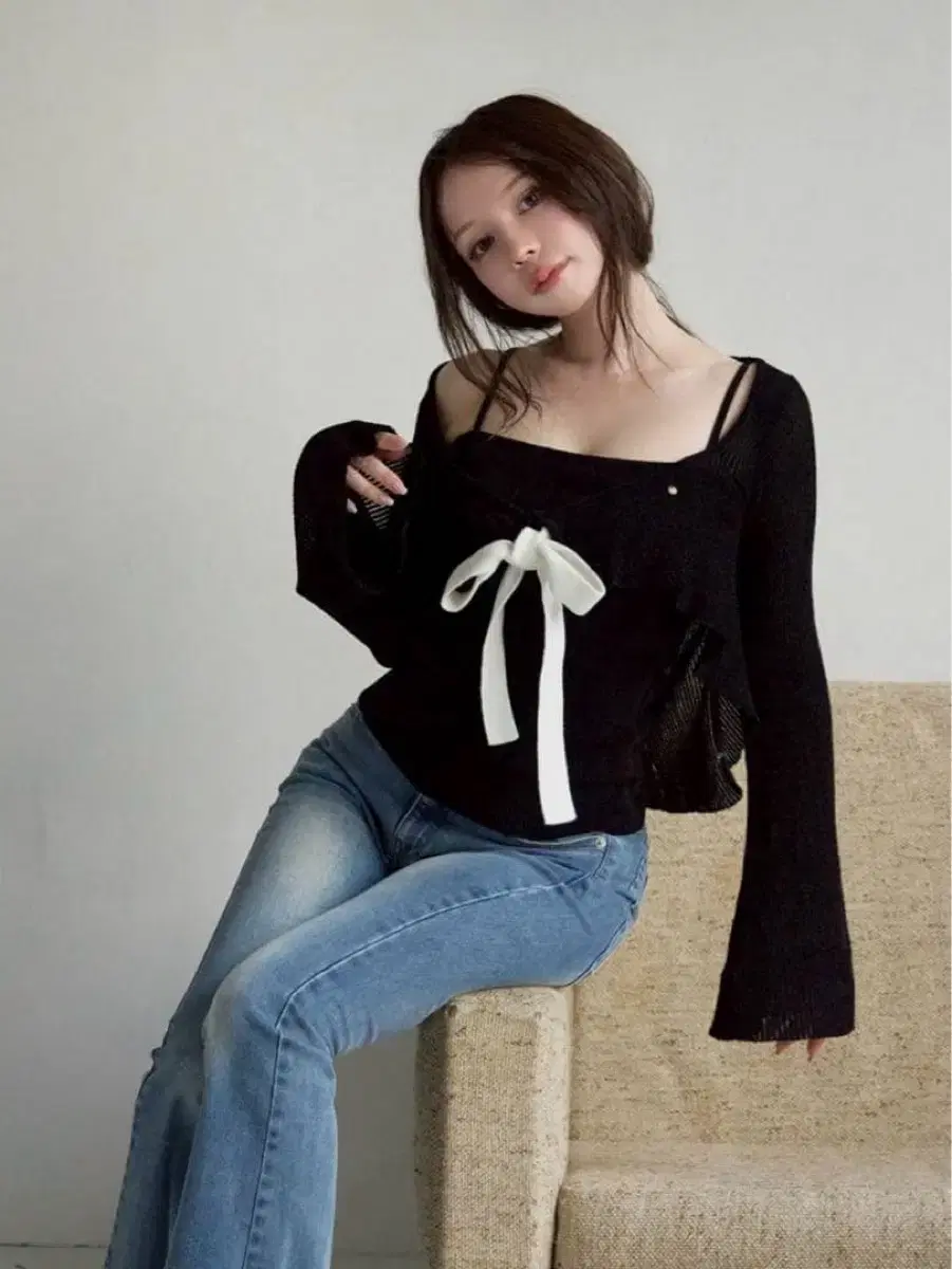 トップス Emma knit flare cardigan set ANDMARY ANDMARY】Emma knit flare cardigan set